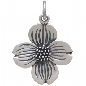 Sterling Silver Dogwood Flower Charm 23x16mm