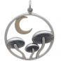 Sterling Silver Mushroom Pendant with Bronze Moon 29x23mm