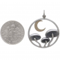 Sterling Silver Mushroom Pendant with Bronze Moon 29x23mm