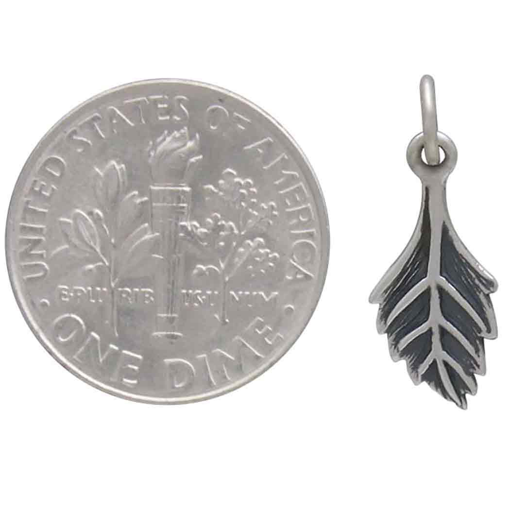 Sterling Silver Small Leaf Charm 20x7mm
