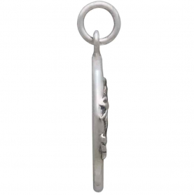 Mixed Metal Daisies in a Circle Pendant 21x16mm