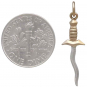 Sterling Silver Wavy Dagger Charm w/ Bronze Handle 28x8mm