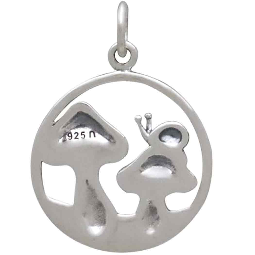 Sterling Silver Mushroom Charm with Snail 22x16mm