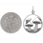 Sterling Silver Mushroom Charm with Snail 22x16mm