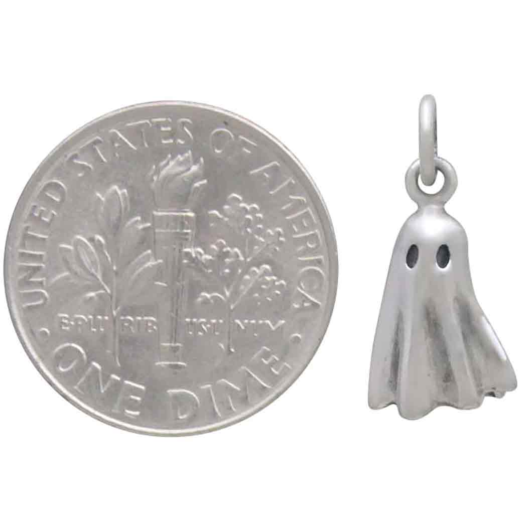 Sterling Silver 3D Ghost Charm 17x8mm