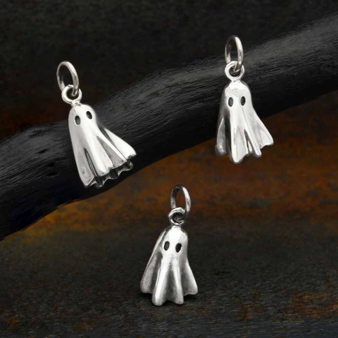 Sterling Silver 3D Ghost Charm 17x8mm