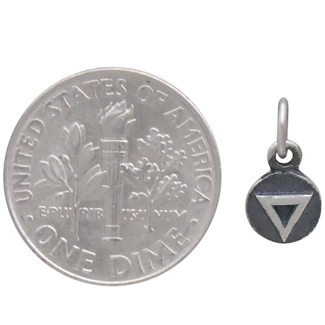 Sterling Silver Water Element Coin Charm 12x6mm