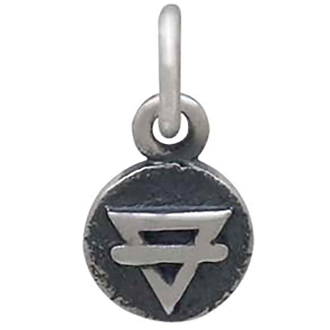 Sterling Silver Earth Element Coin Charm 12x6mm