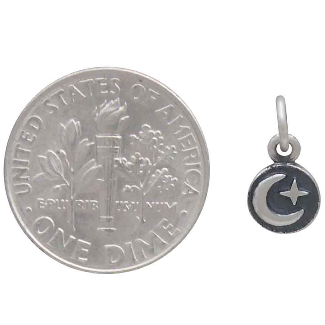 Sterling Silver Mini Moon and Star Coin Charm