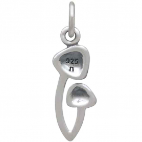 Sterling Silver Two Mushroom Charm Link 19x6mm