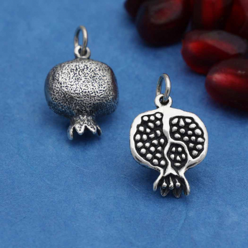 Sterling Silver Pomegranate Charm 19x12mm