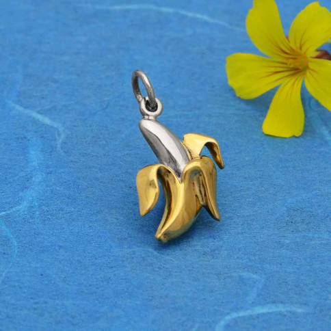 Sterling Silver Banana Charm with Bronze 20x11mm