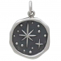 Sterling Silver Wax Seal North Star Charm 22x15mm front view 