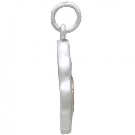 Sterling Silver Wax Seal Charm with Bronze Fire 22x15mm