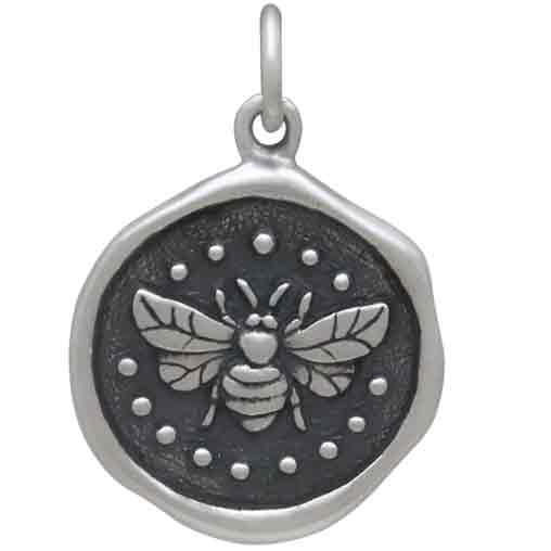 Sterling Silver Wax Seal Bee Charm 22x15mm