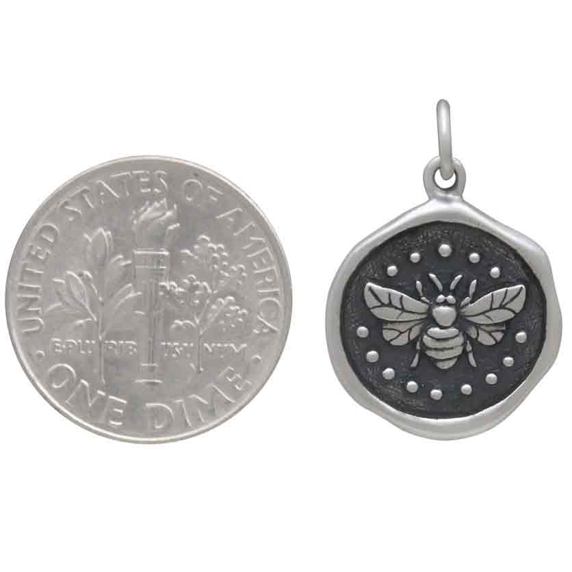Sterling Silver Wax Seal Bee Charm 22x15mm