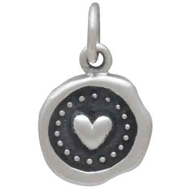 Sterling Silver Wax Seal Heart Charm