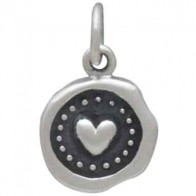 Sterling Silver Wax Seal Heart Charm