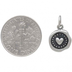 Sterling Silver Wax Seal Heart Charm