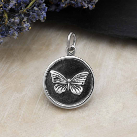 Sterling Silver Butterfly Charm in a Frame 20x14mm