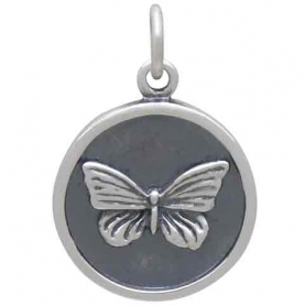 Sterling Silver Butterfly Charm in a Frame 20x14mm