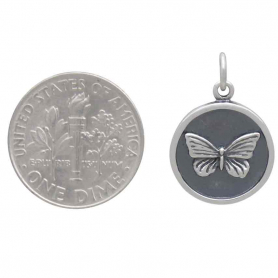Sterling Silver Butterfly Charm in a Frame 20x14mm