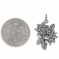 Sterling Silver Dahlia Pendant with Leaves 23x15mm