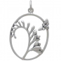 Sterling Silver Bee and Freesia Flower Pendant 28x18mm