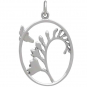 Sterling Silver Bee and Freesia Flower Pendant 28x18mm