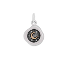 Silver Wax Seal with Bronze Crescent Moon Charm 17x11mm