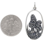 Sterling Silver Morel Mushroom Pendant with Dime