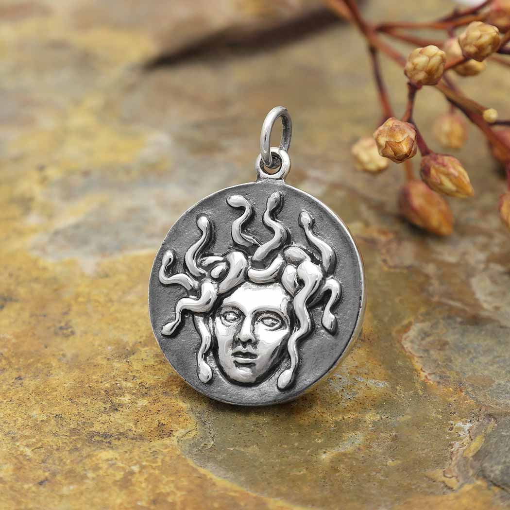 Medusa Necklace Greek Mythology Sterling Silver Pendant 