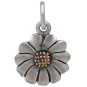 Tiny Mixed Metal Daisy Charm Front View