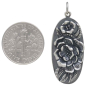 Sterling Silver Oval Pendant with Peony Flowers with Dime