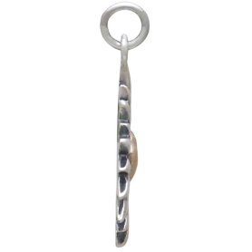 Large Mixed Metal Heart Pendant with Sunrays Side View