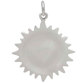 Large Mixed Metal Heart Pendant with Sunrays Back View