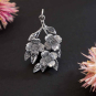 Sterling Silver Dogwood Flowers Pendant 32x18mm