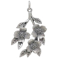 Sterling Silver Dogwood Flowers Pendant 32x18mm front view