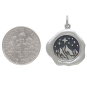 Sterling Silver Mountain Wax Seal Charm 23x19mm next to dime