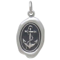 Sterling Silver Anchor Wax Seal Charm 23x12mm front view