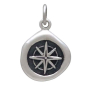 Sterling Silver Small Wax Seal Compass Charm 19x12mm Front View