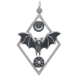 Sterling Silver Bat Pendant in Diamond Frame Front View