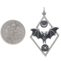 Sterling Silver Bat Pendant in Diamond Frame with Dime