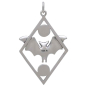 Sterling Silver Bat Pendant in Diamond Frame Back View