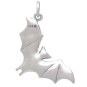 Sterling Silver Realistic Sideways Flying Bat Charm Back View