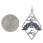 Silver Branches and Bat Pendant in Diamond Frame with Dime