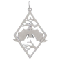 Silver Branches and Bat Pendant in Diamond Frame Back View