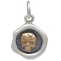 Mixed Metal Wax Seal Skull Charm Front View