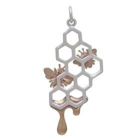 Mixed Metal Honeycomb Pendant with Dripping Honey Back View