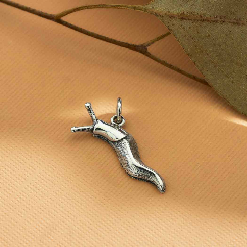 Sterling Silver Banana Slug Charm 12x23mm